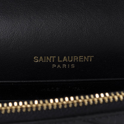 Saint Laurent Calfskin Crocodile Embossed Kate Monogram Tassel Chain Wallet Black 8 of 9