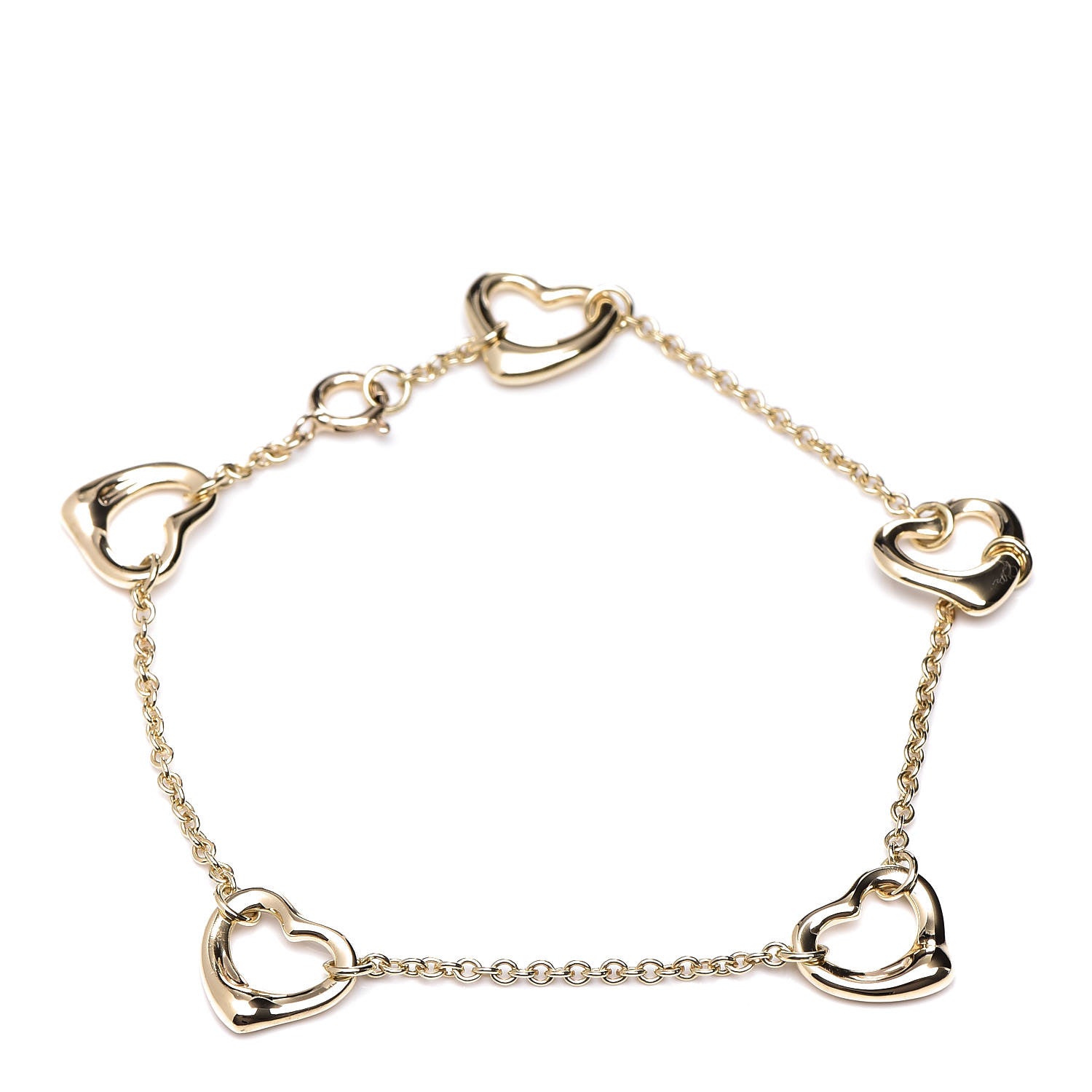Tiffany 18K Yellow Gold Elsa Peretti 5 Open Heart Bracelet 1 of 4