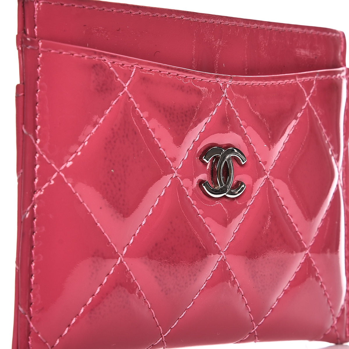 Chanel Patent Quilted Card Holder Fuchsia 9 of 14