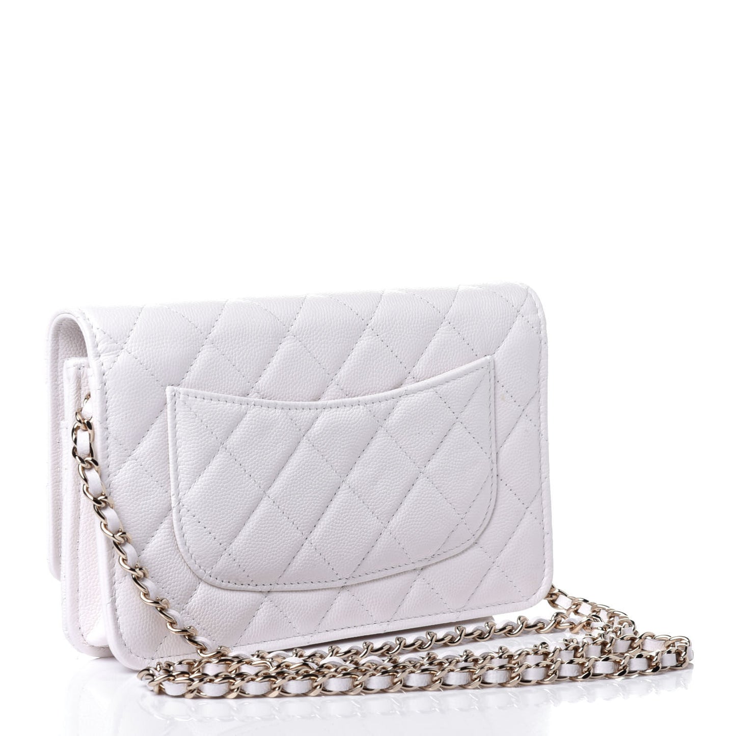 Caviar Quilted Wallet On Chain WOC White