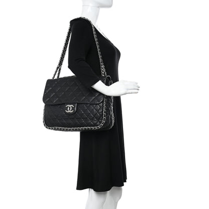 Chanel Washed Lambskin Quilted Maxi Chain Around Flap Black 2 of 10