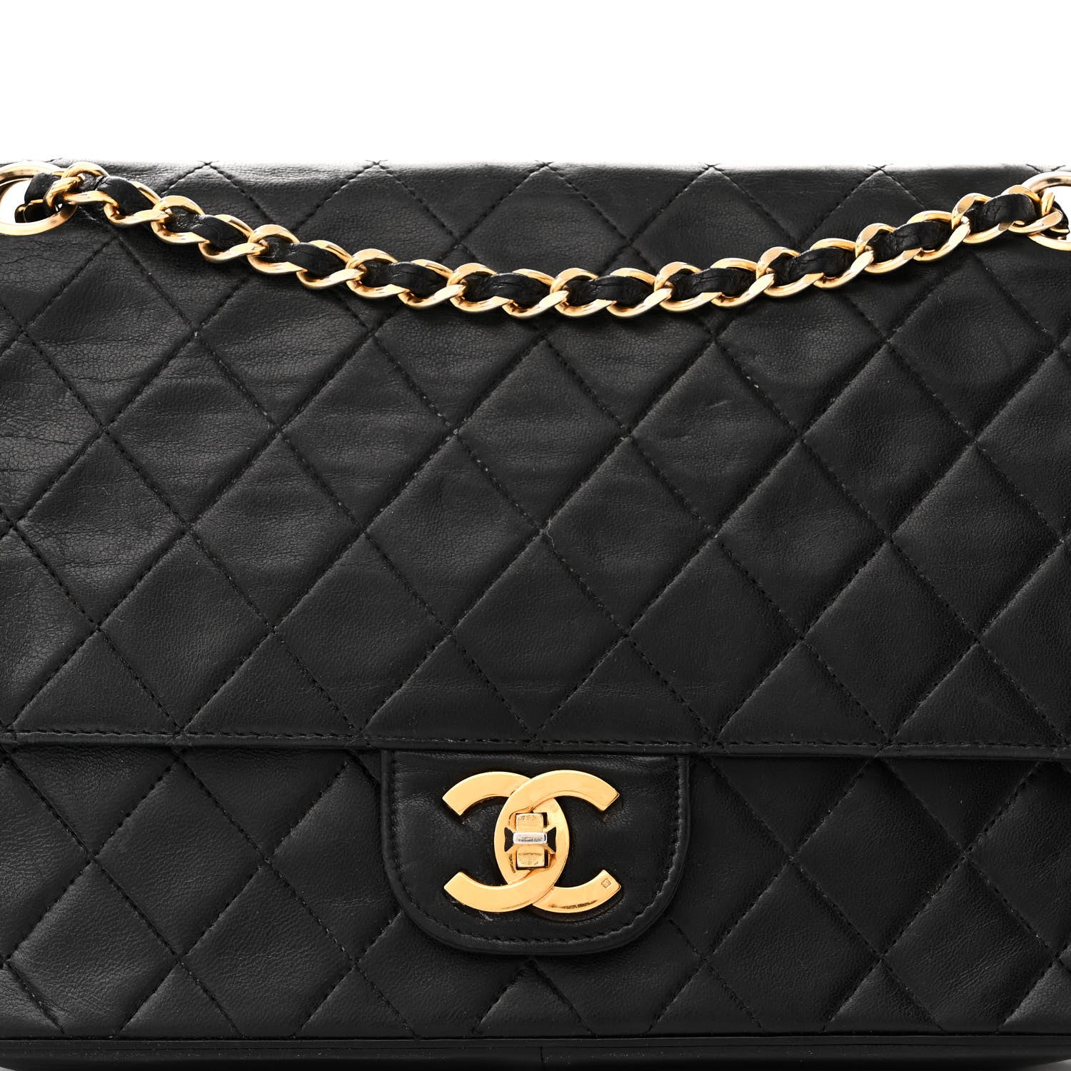 Chanel Lambskin Quilted Medium Double Flap Black 8 of 10