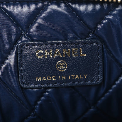 Chanel Lambskin Quilted Medium Casino Beauty CC Cosmetic Case Navy 6 of 8