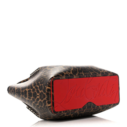 Christian Louboutin Calfskin Empire Leopard Print Spiked Small Cabarock Shopper Tote Brown 3 of 9