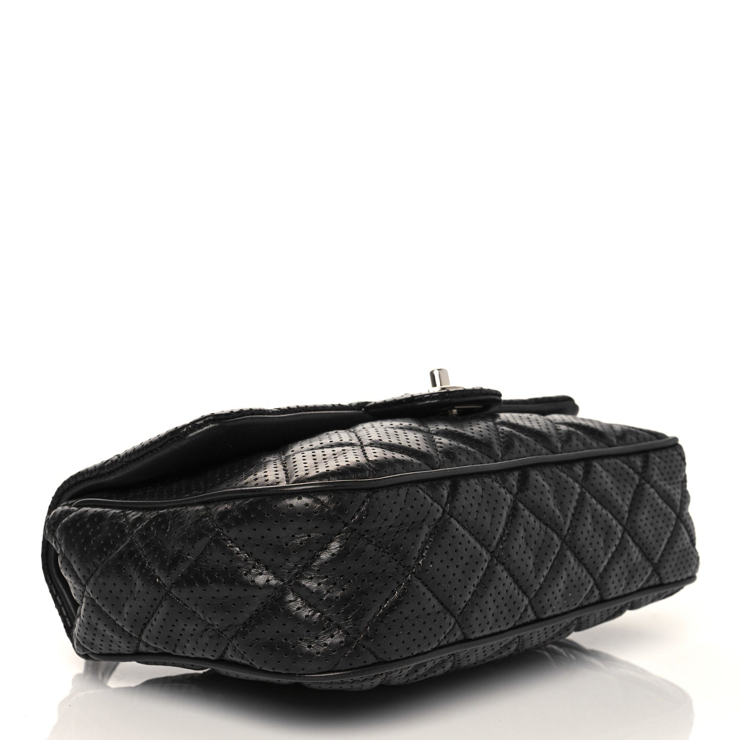 Lambskin Perforated Medium Punch Flap Black