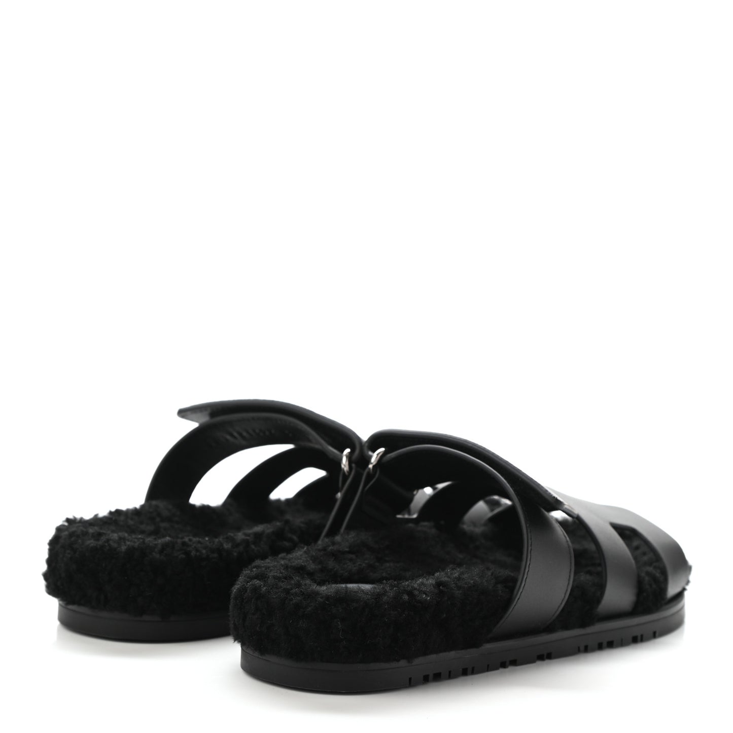 Calfskin Woolskin Womens Chypre Sandals 37 Black