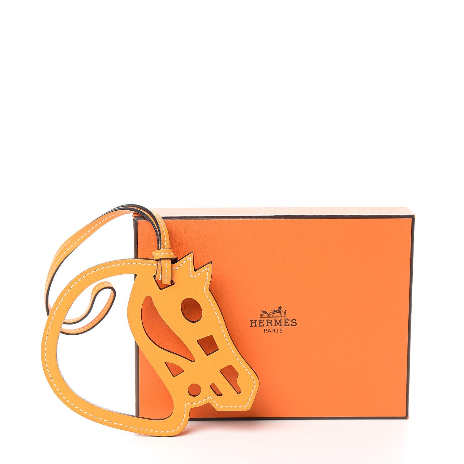 Hermes Swift Paddock Cheval Horse Bag Charm Jaune D'or 4 of 4