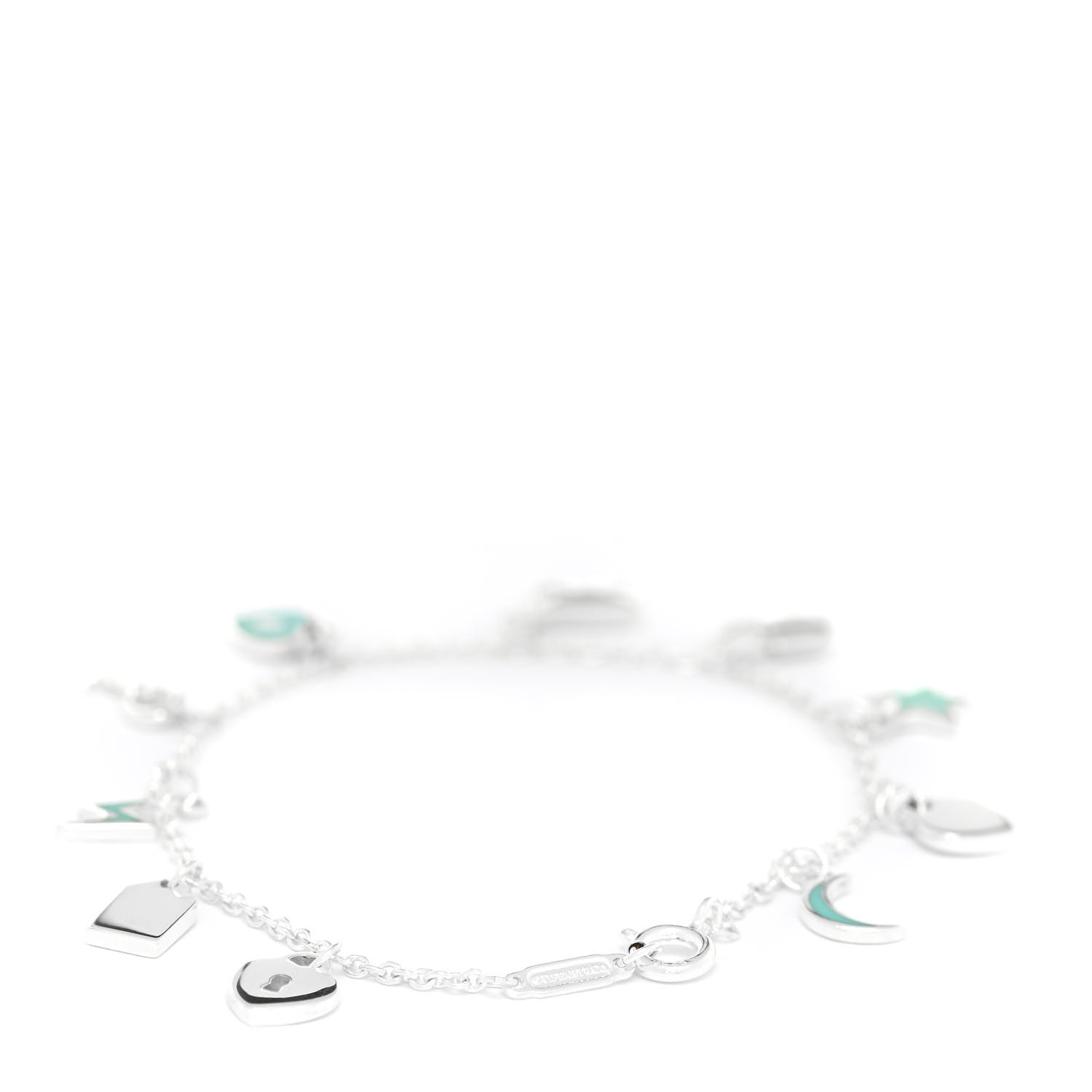 Tiffany Sterling Silver Enamel Love Notes Charm Bracelet Blue 3 of 6
