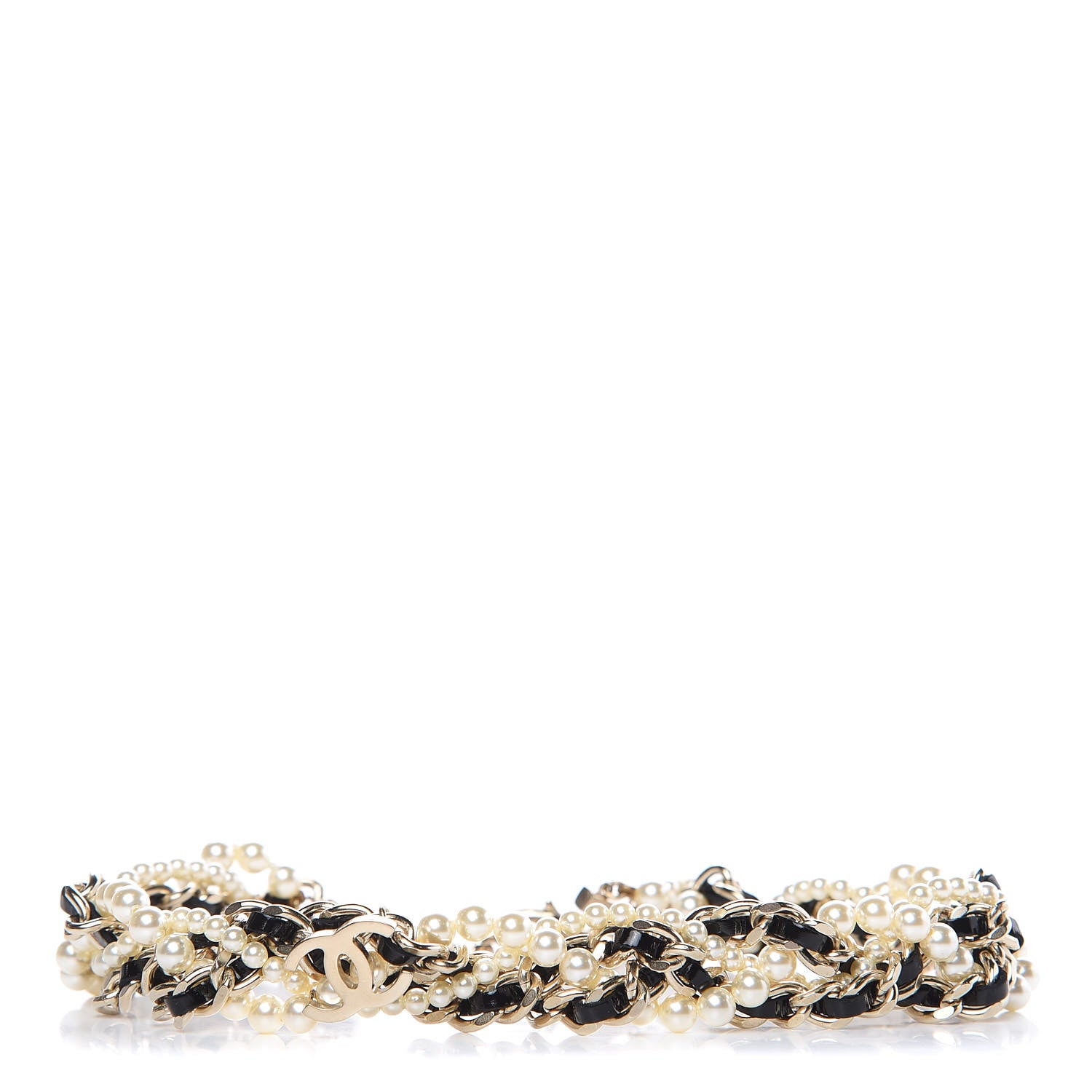 Chanel Pearl CC Chain Choker Necklace Black Gold 1 of 5