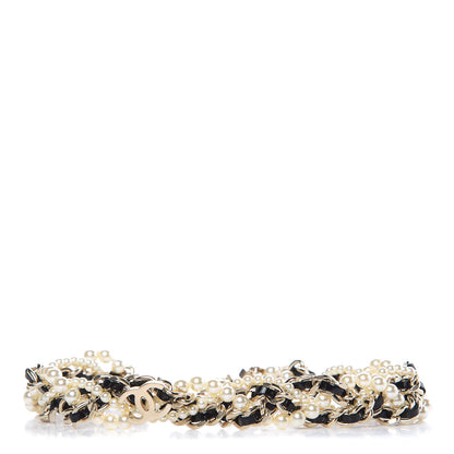 Chanel Pearl CC Chain Choker Necklace Black Gold 1 of 5
