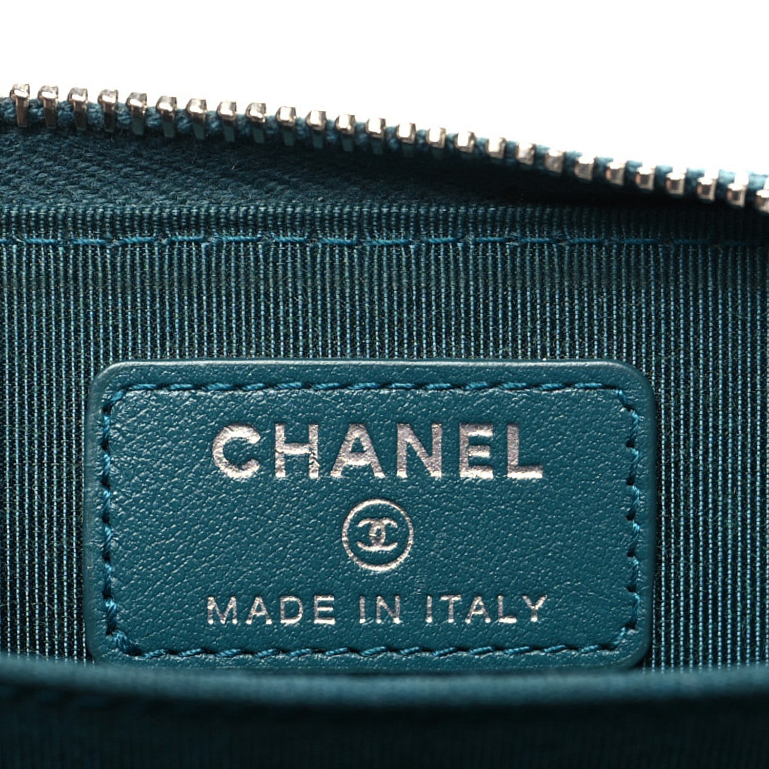 Chanel Caviar Quilted Zip Coin Purse Wallet Dark Turquoise 6 of 9