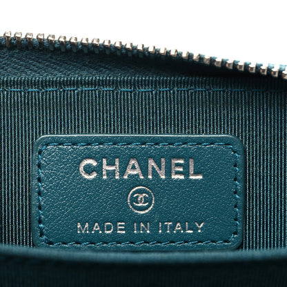 Chanel Caviar Quilted Zip Coin Purse Wallet Dark Turquoise 6 of 9