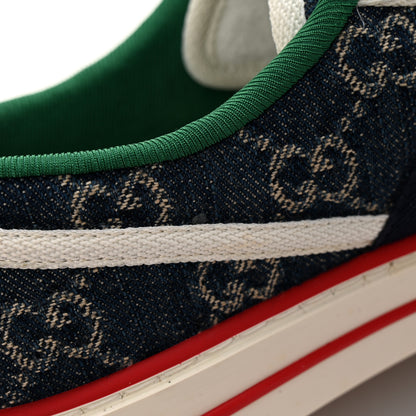 Gucci New Denim GG Monogram Web Womens 1977 Tennis Sneakers 37 Blue Tea Mystic White 10 of 11