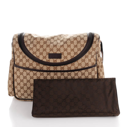 Gucci Monogram Natural Pigskin Large Diaper Bag Beige Ebony Cocoa Dark Chocolate 8 of 9