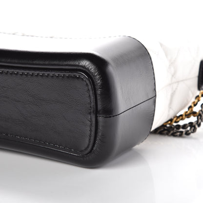 Chanel Aged Calfskin Quilted Medium Gabrielle Hobo Black White 9 of 10
