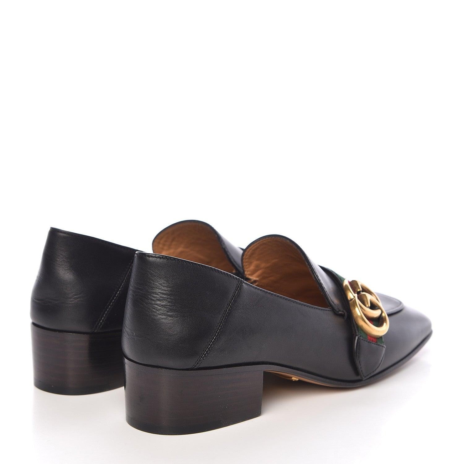 Gucci Calfskin Web Womens Peyton Loafers 36 Black 4 of 9