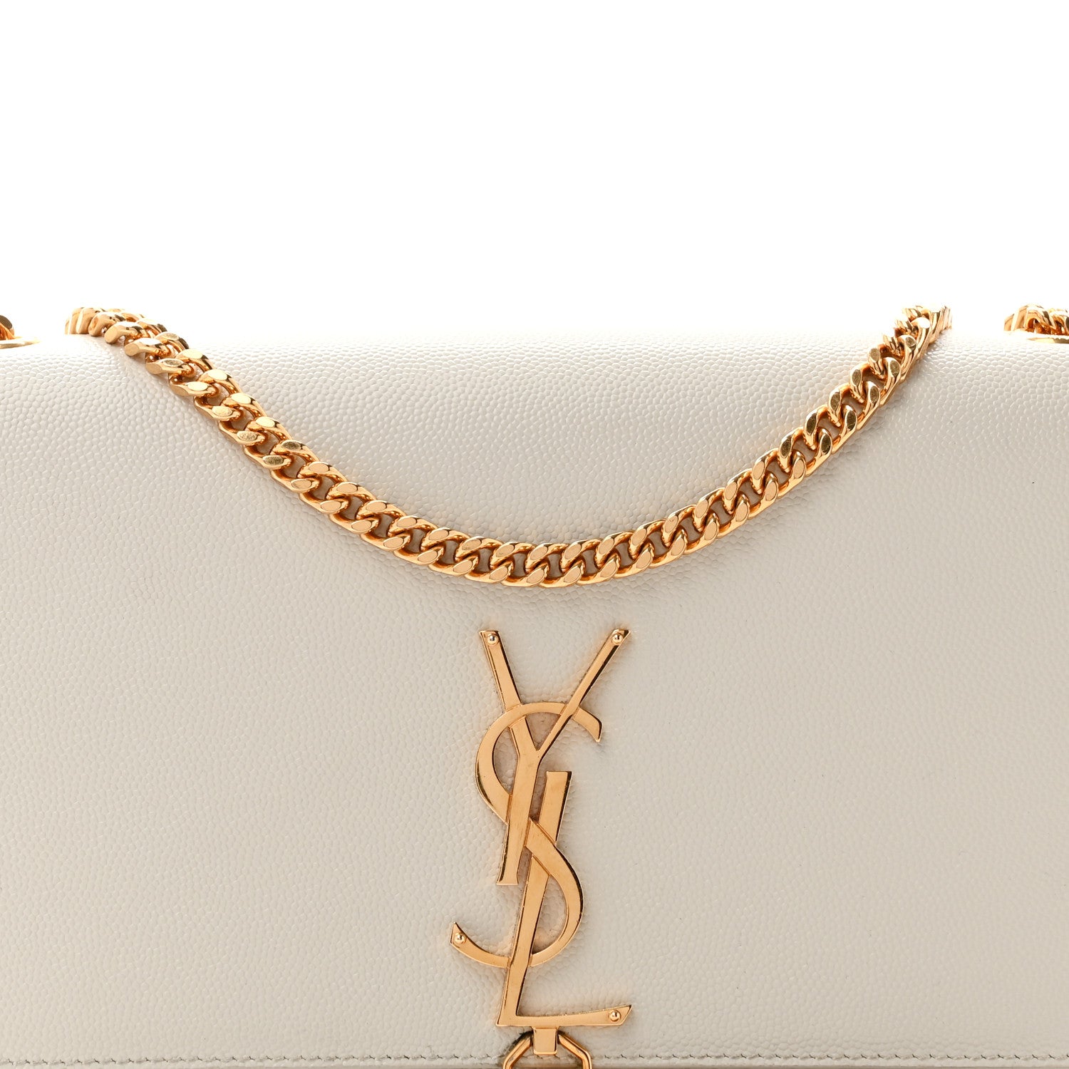 Saint Laurent Grain De Poudre Calfskin Medium Classic Monogram Kate Tassel Satchel Crema Soft 8 of 13