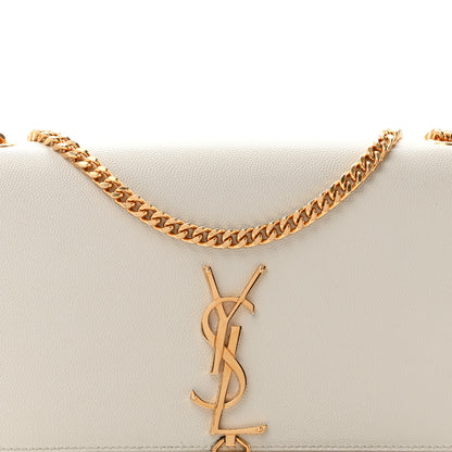 Saint Laurent Grain De Poudre Calfskin Medium Classic Monogram Kate Tassel Satchel Crema Soft 8 of 13