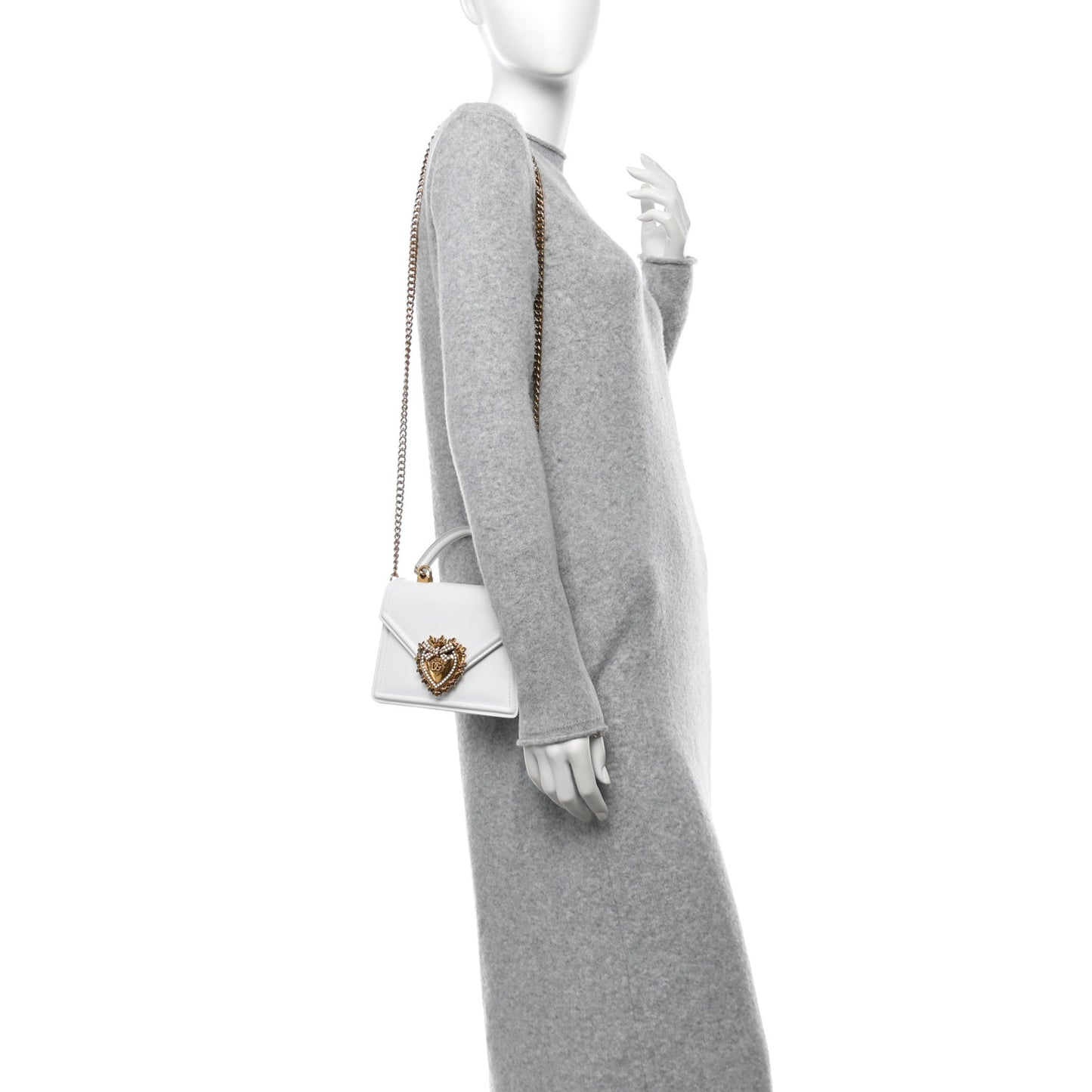 Smooth Calfskin Small Devotion Envelope Top Handle Bag White