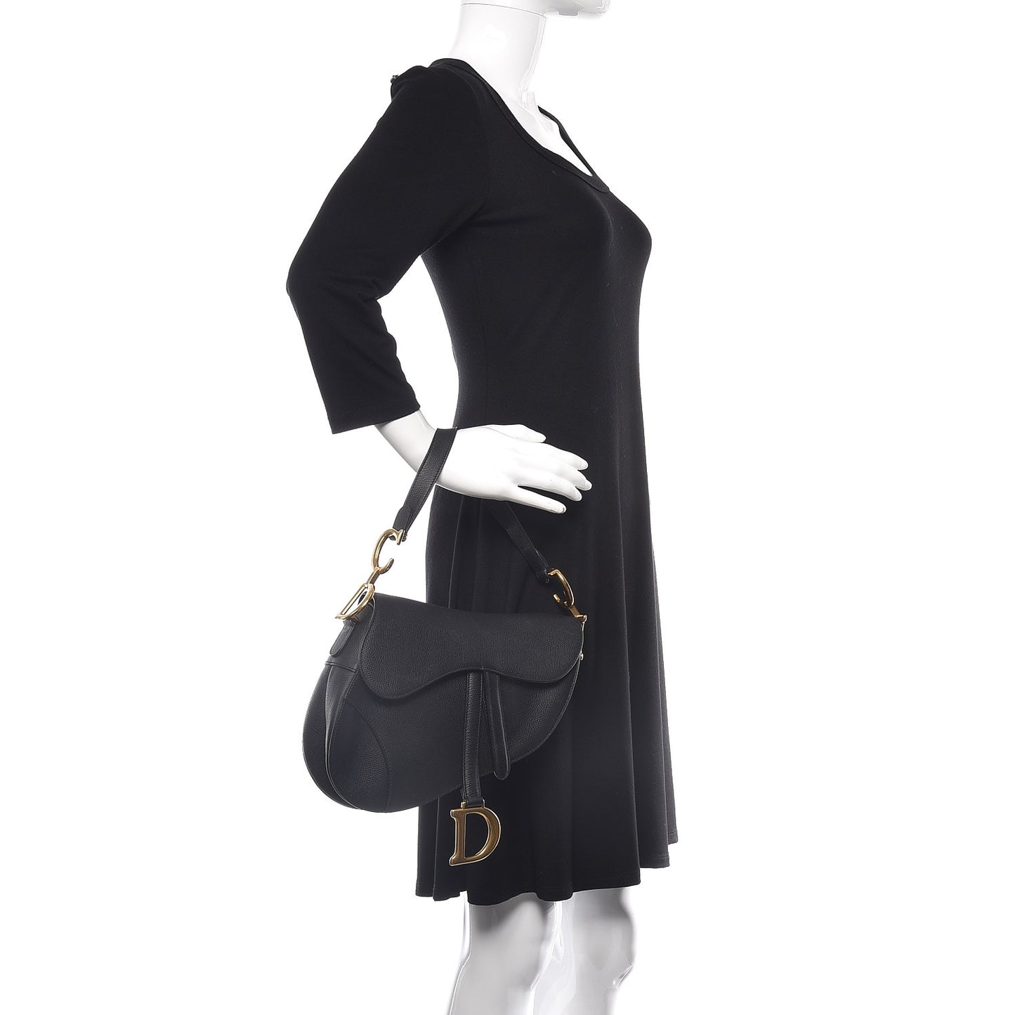 Grained Calfskin Saddle Bag Black