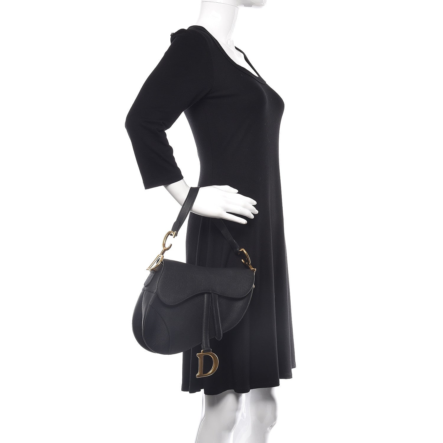 Christian Dior Grained Calfskin Saddle Bag Black 2 of 12