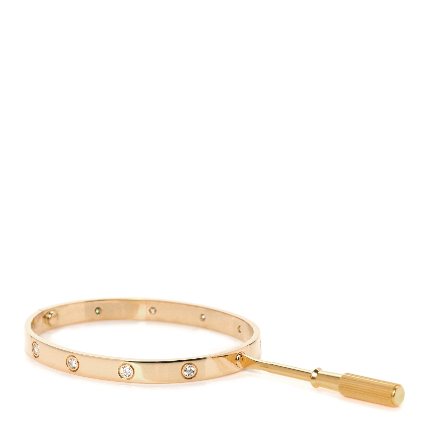 Cartier 18K Yellow Gold 10 Diamond LOVE Bracelet 19 3 of 6