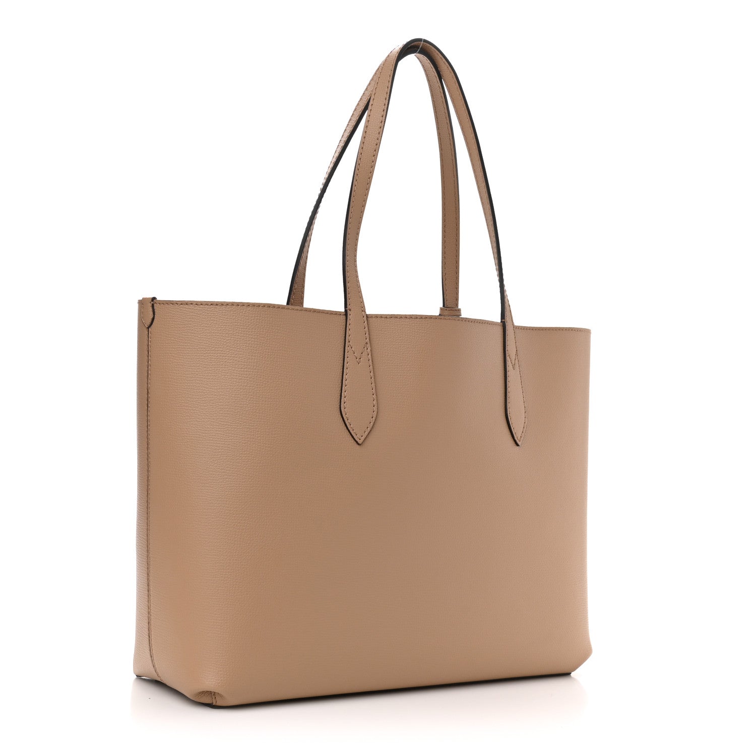 Burberry Grainy Calfskin Haymarket Check Medium Reversible Tote Camel 4 of 15