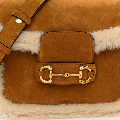 Gucci Suede Shearling Horsebit 1955 Shoulder Bag Brown 8 of 10
