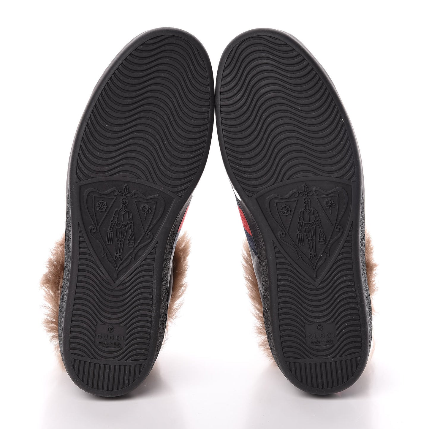 Calfskin Wool Web Bee Embroidered Mens Ace High Top Sneakers 6 Black