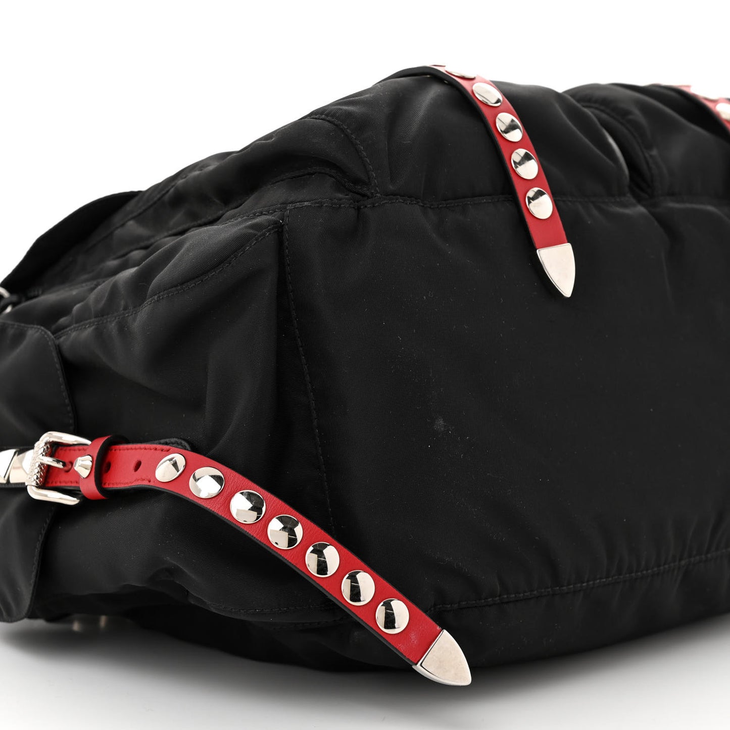 Nylon New Vela Studded Messenger Black Fuoco