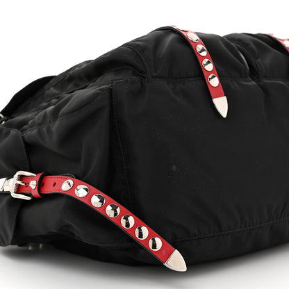 Prada Nylon New Vela Studded Messenger Black Fuoco 9 of 10