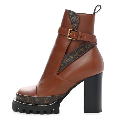 Louis Vuitton Calfskin Monogram Star Trail Ankle Boots 35 Cognac 1 of 11
