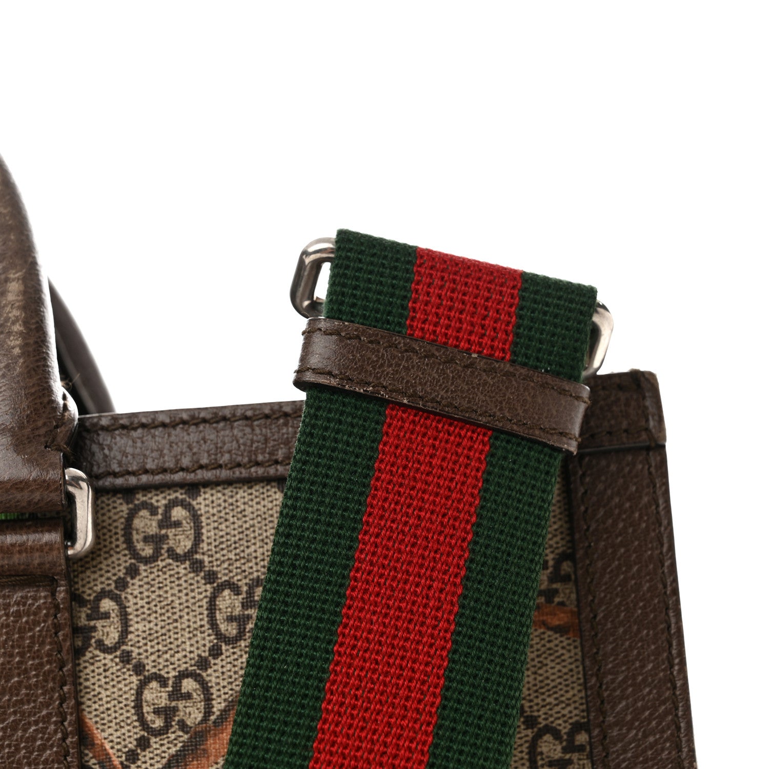 Gucci GG Supreme Monogram Tian Web Vertical Tote Beige Multicolor New Acero 19 of 26
