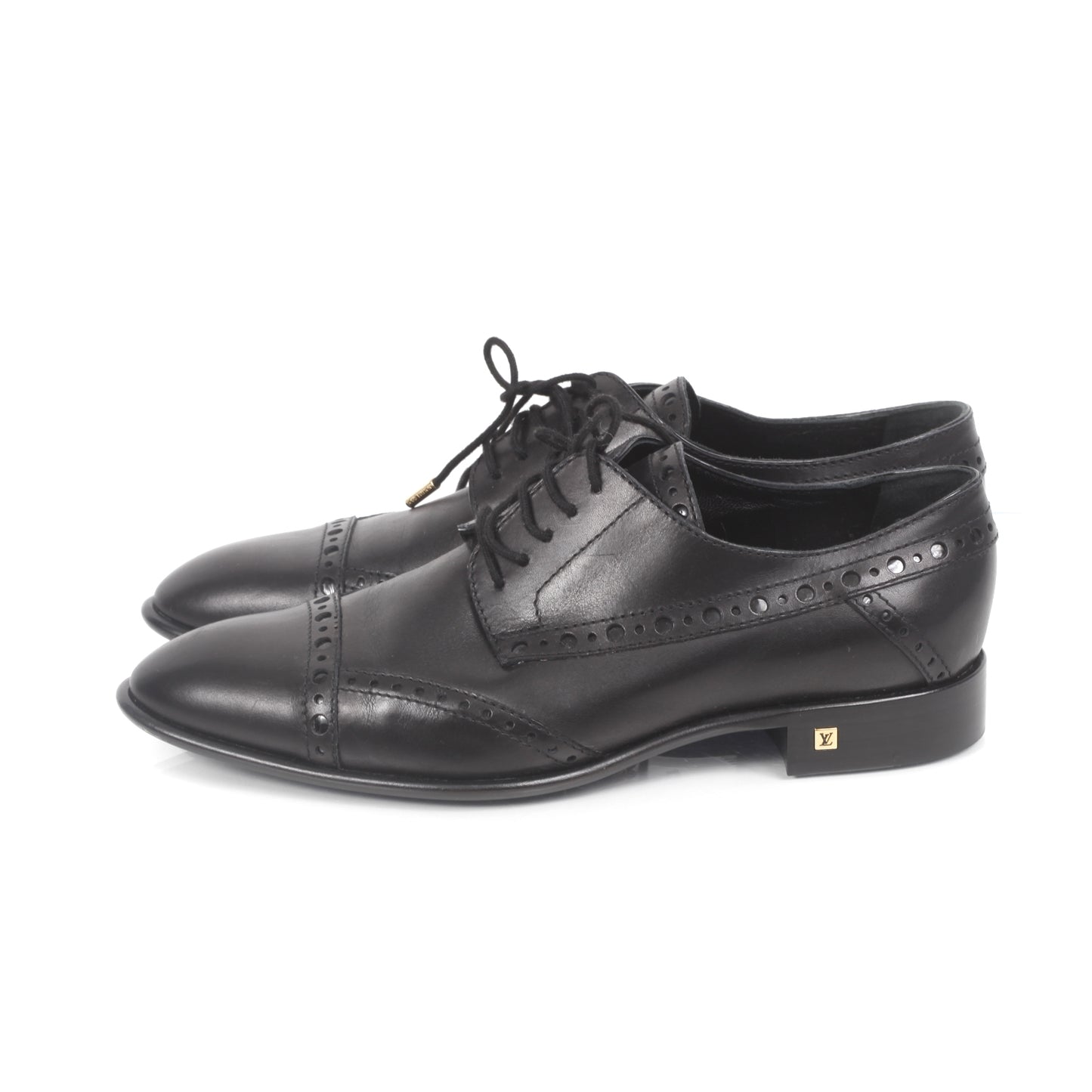 Mens Perforated Leather Lace Up Shoes 37 Black