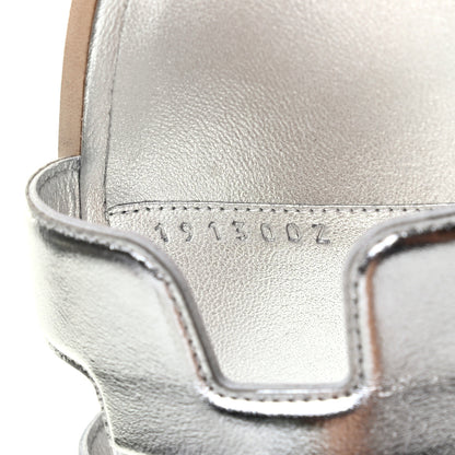 Hermes Metallic Nappa Box Oran Sandals 37 White Gris Argente 6 of 6