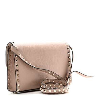 Valentino Garavani Pebbled Calfskin Medium Rockstud Flip Lock Crossbody Bag Poudre 3 of 10