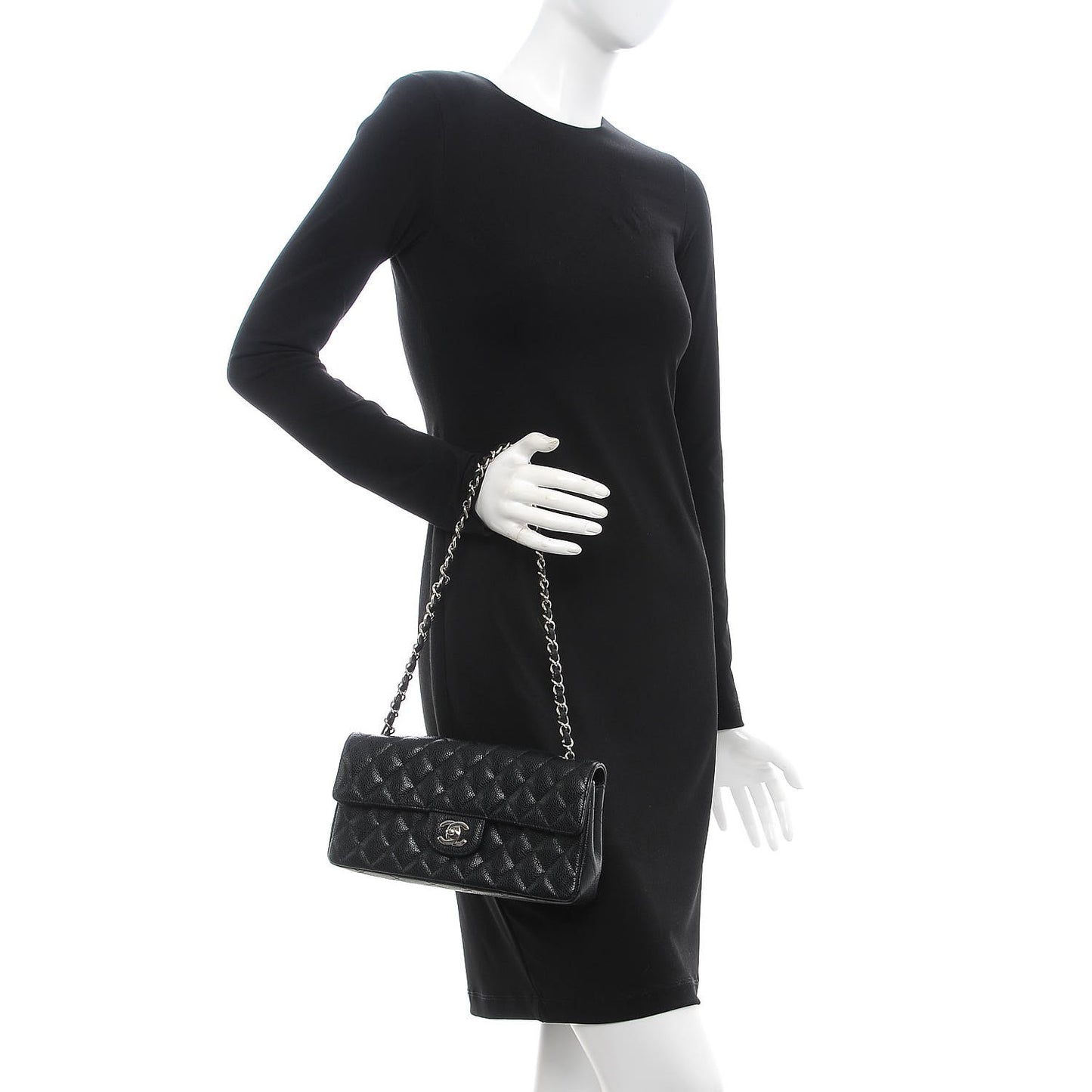 Caviar Quilted East West Flap Black