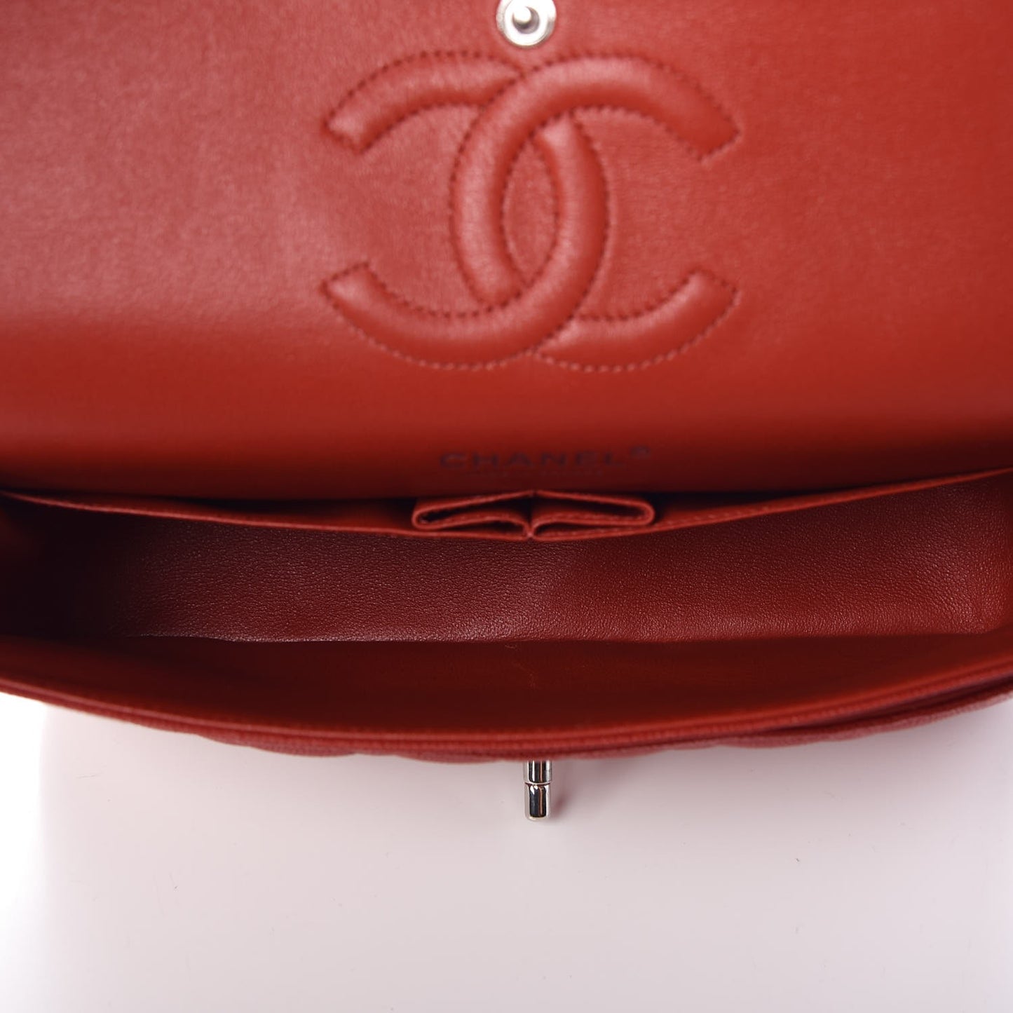 Caviar Quilted Medium Double Flap Red