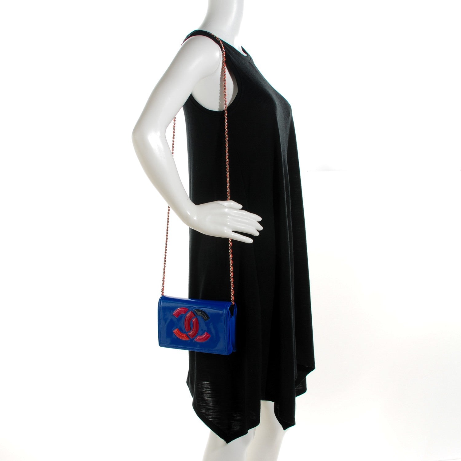 Chanel Vinyl Lipstick Wallet On Chain WOC Blue 2 of 9