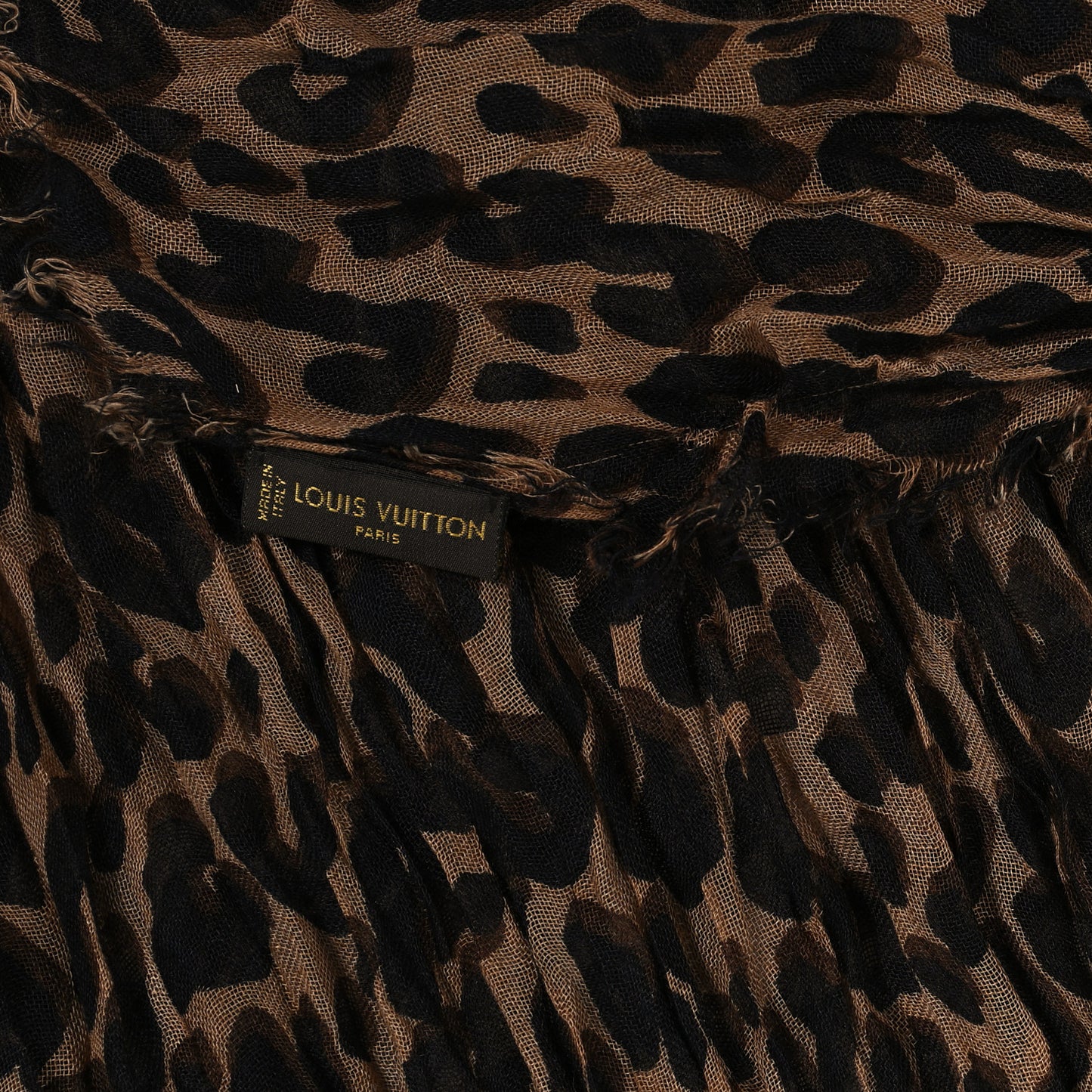 Cashmere Silk Leopard Etole Stole Marron