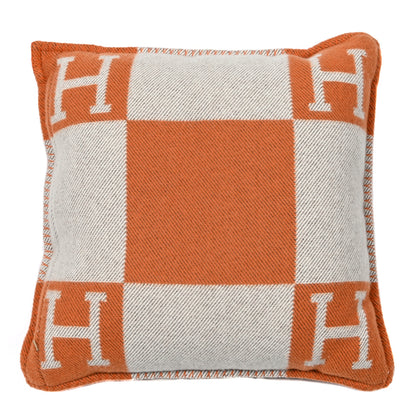 Hermes Wool Cashmere Avalon Pillow PM Ecru Potiron 2 of 3