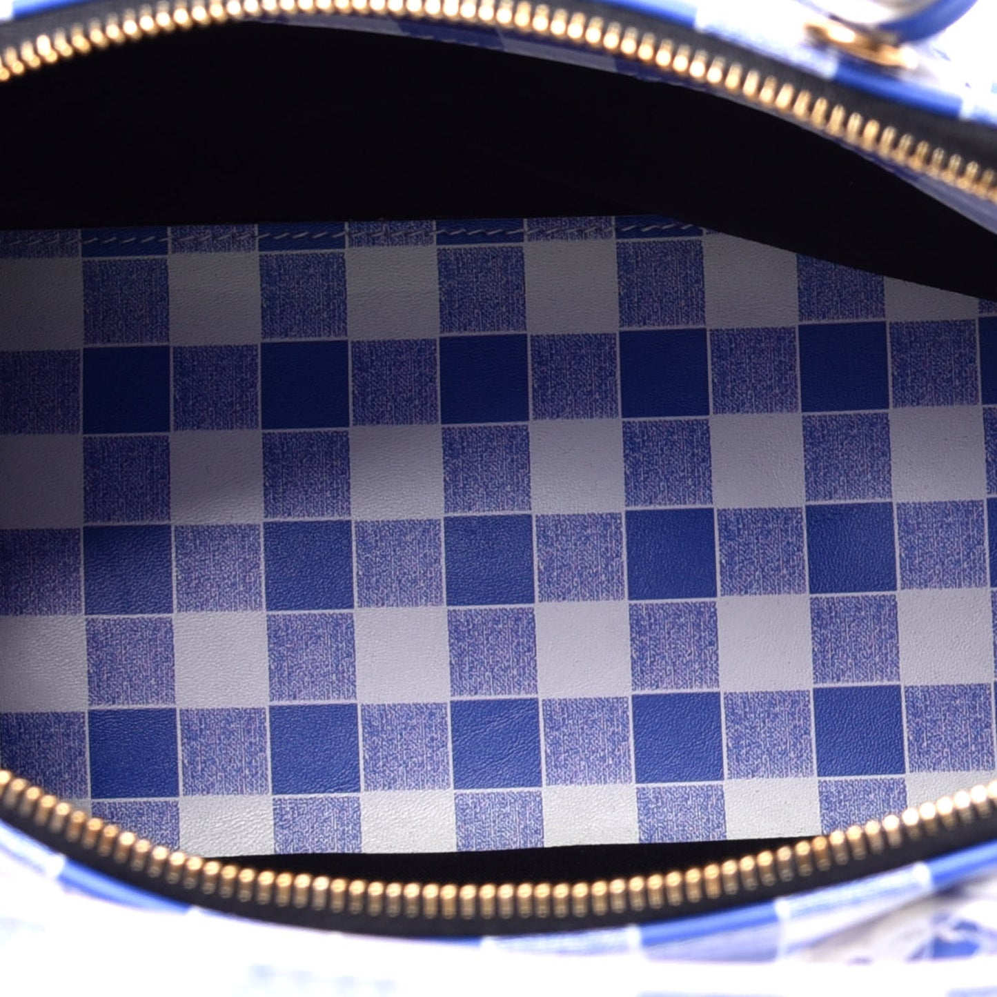 Calfskin Checked S Ville Top Handle Bag Bleu