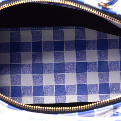 Balenciaga Calfskin Checked S Ville Top Handle Bag Bleu 5 of 8