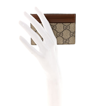 Gucci GG Supreme Monogram Calfskin Card Holder Beige Ebony Cuir 2 of 6