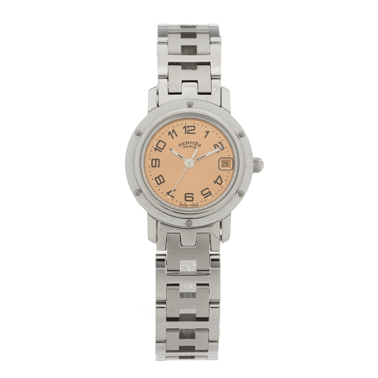 Hermes Stainless Steel 24mm Clipper Quartz Watch Pink 1 of 4