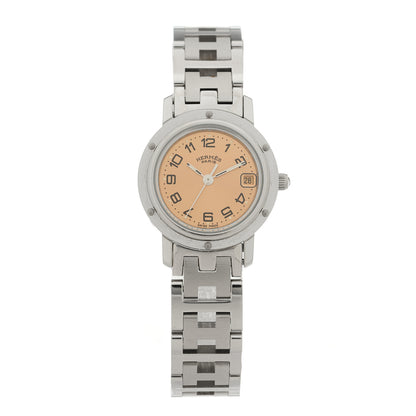 Hermes Stainless Steel 24mm Clipper Quartz Watch Pink 1 of 4