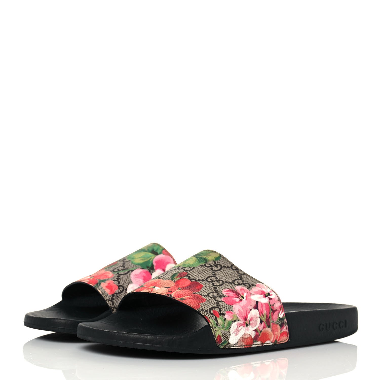 Gucci GG Supreme Monogram Blooms Slide Sandals 40 Beige Multicolor 3 of 8