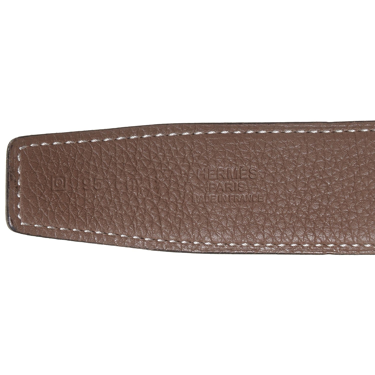 Hermes Box Togo 32mm H Belt 95 Etoupe Black 3 of 7