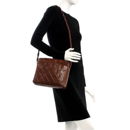 Chanel Lambskin Quilted Camera Case Brown 2 of 9