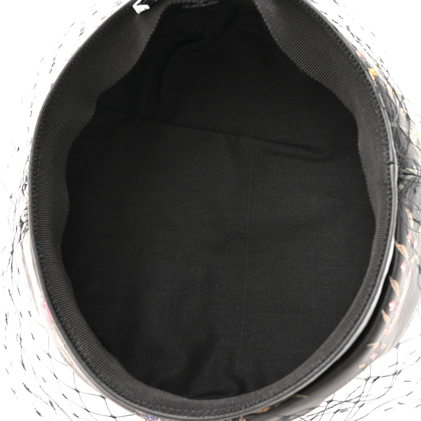 Lambskin Petites Fleurs Arty Beret Cap With Veil 58 Black